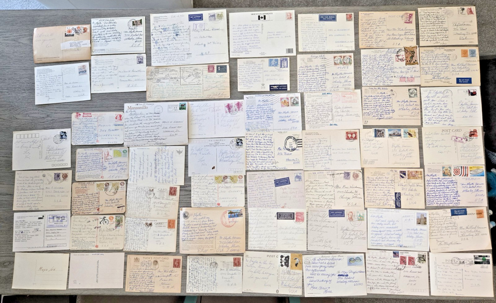 Lot of 53 Vintage Worldwide Travel Postcards – Stamped & Postmarked 1951-2003