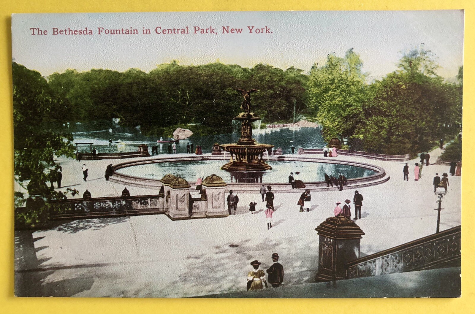 VINTAGE Postcard 1910 Bethesda Fountain Central Park City Landmark New York ￼NY
