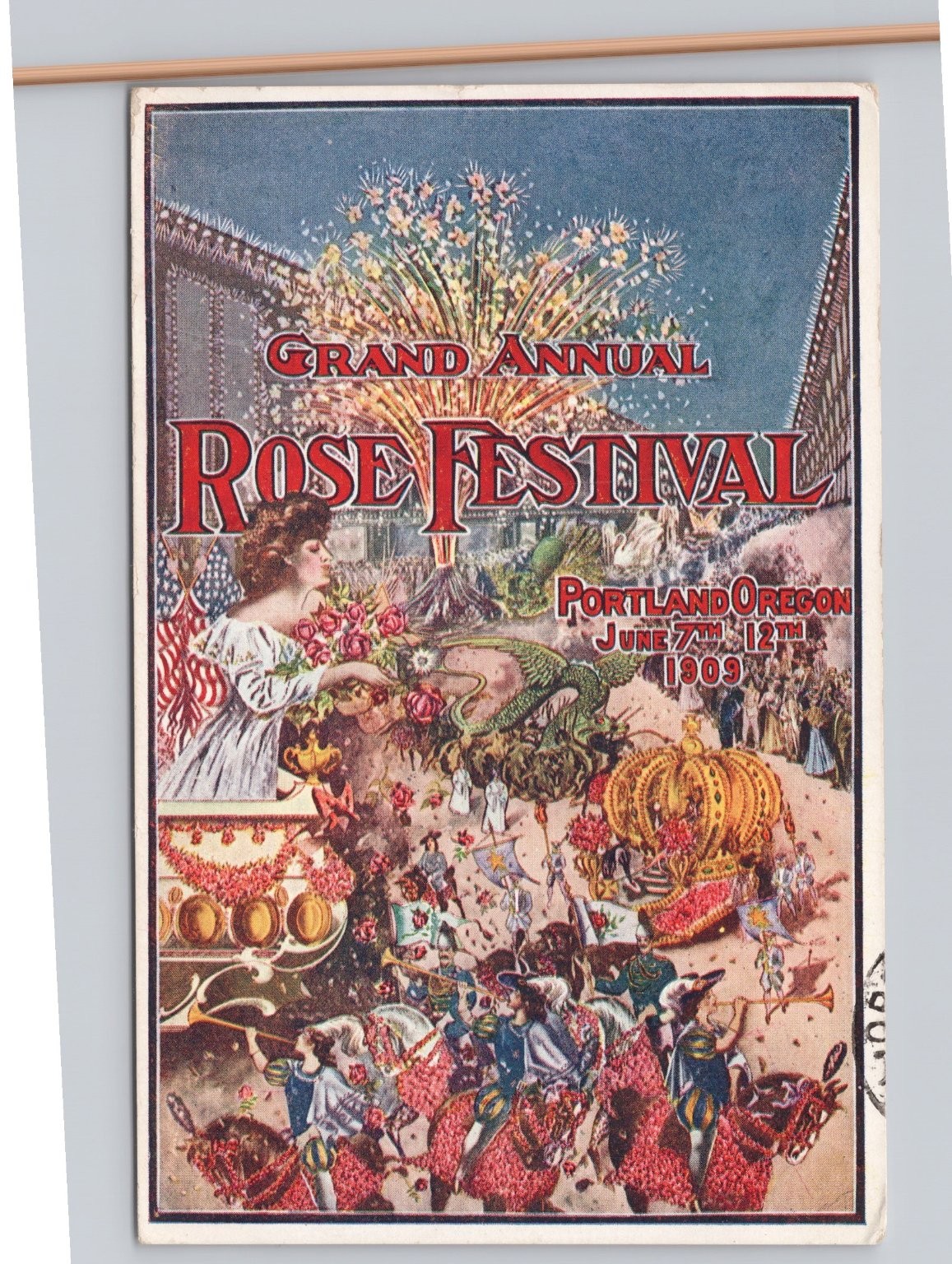 1909 Portland Oregon Grand Annual Rose Festival Vintage Postcard Art Nouveau