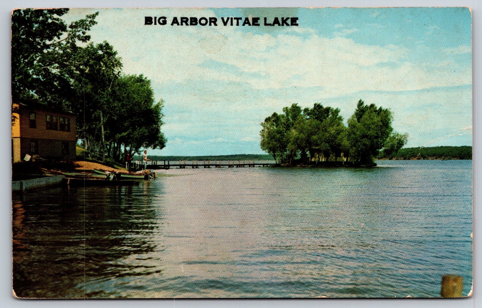 Postcard Big Arbor Vitae Lake Wausau Wisconsin