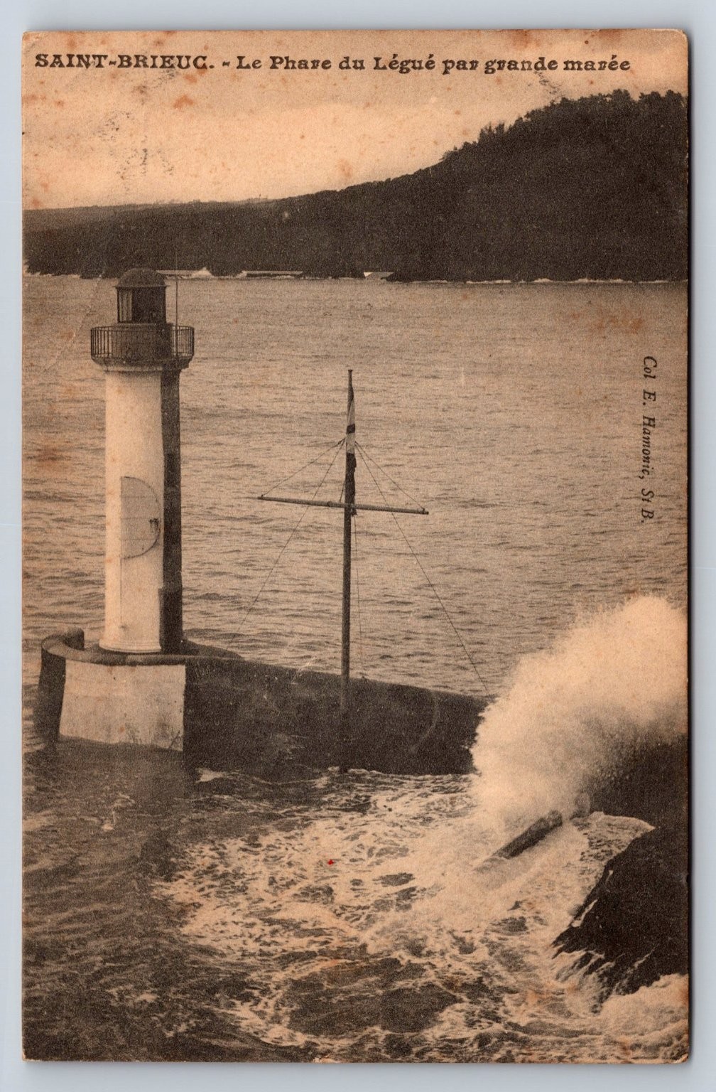 Vintage Saint-Brieuc Le Légué Lighthouse Brittany France High Tide Postcard