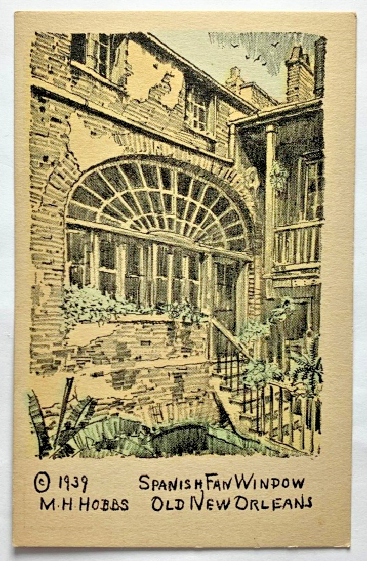 Spanish Fan Window Toulouse Street Old New Orleans Louisiana Postcard MH Hobbs