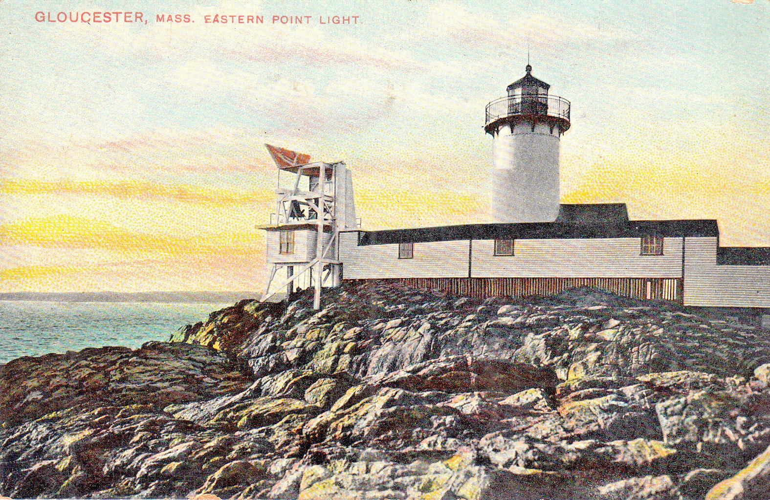 Gloucester MA Eastern Point Light House Station c1910 Postcard