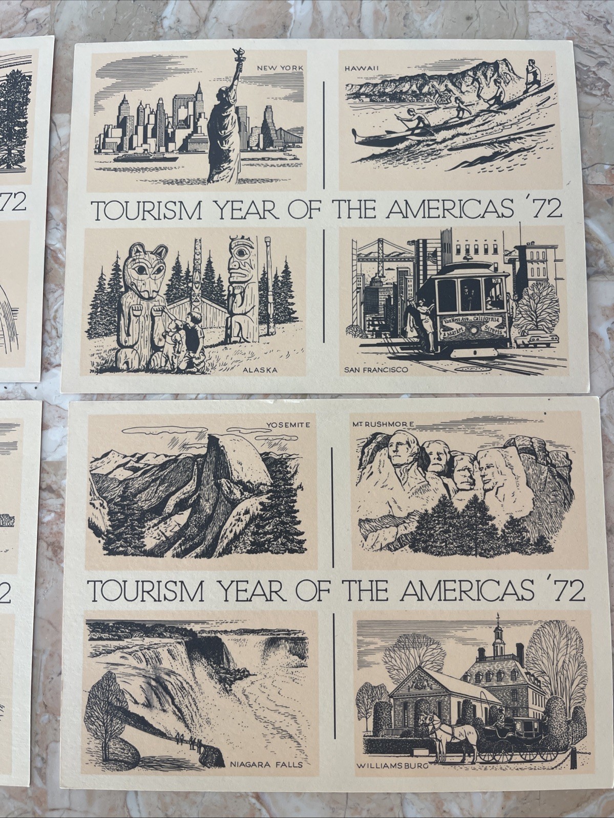 Tourism Year of the Americas ’72 Vintage 4 Postcards Featuring US Landmarks,new