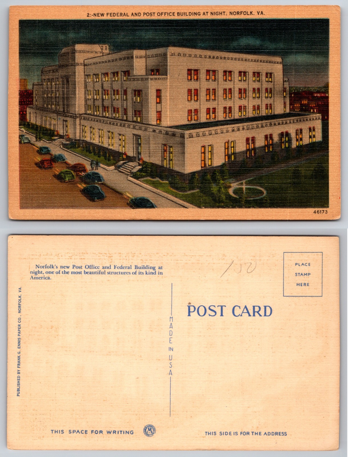 New Federal And Post Office Building Norfolk VA Postcard