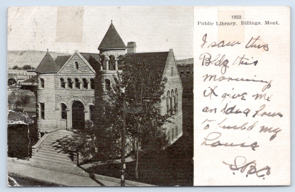 Billings Montana Parmly Public Library Yellowstone County 1906 Postcard