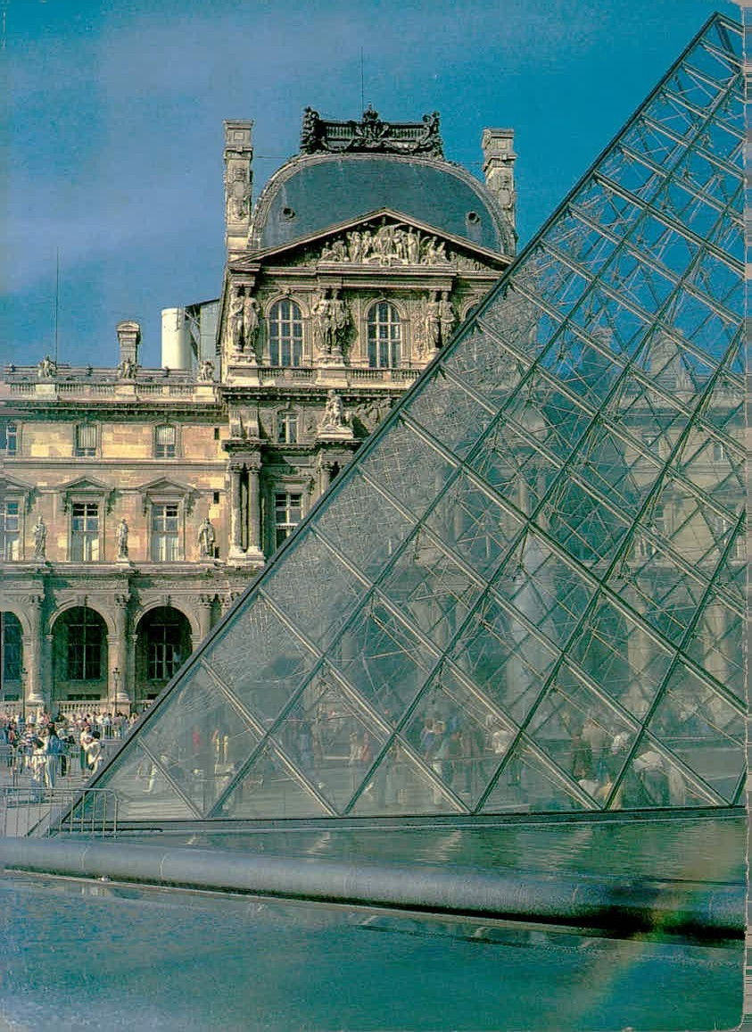 1999 Paris France Louvre Museum Glass Pyramid Photo Postcard Used