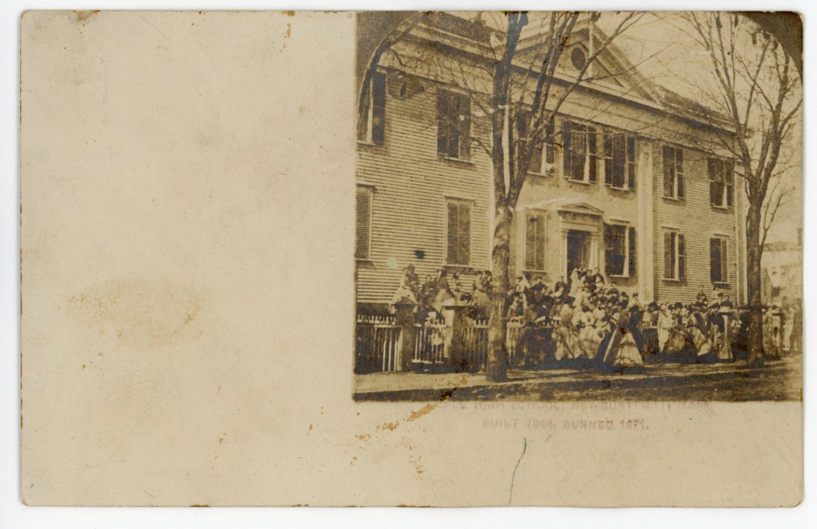 Vintage Postcard Newburyport MA Female HS RPPC Built 1841 Burned 1871 Undivided