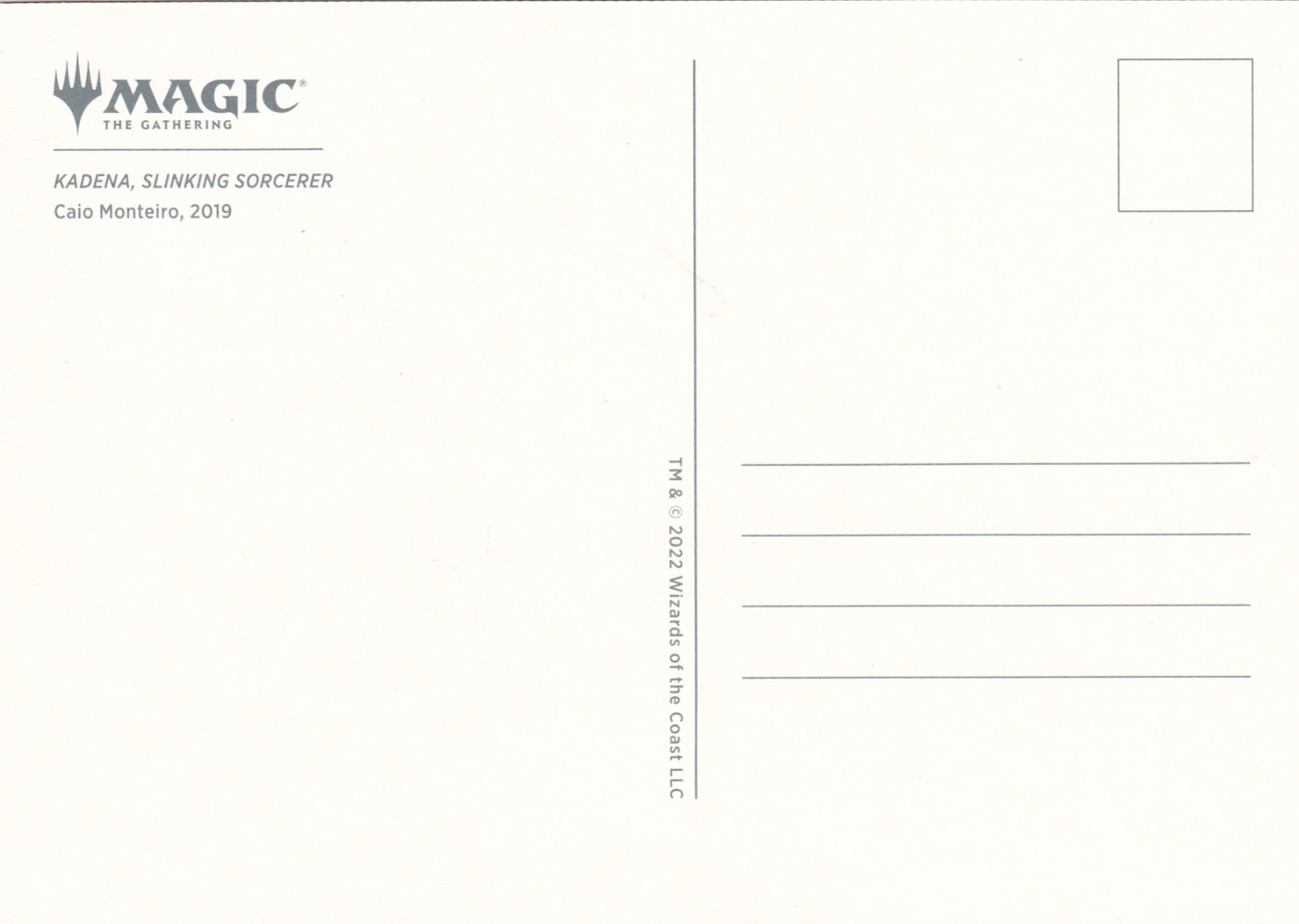 Magic the Gathering Kadena Slinking 2010 Artist Caio Monteiro Postcard 2022