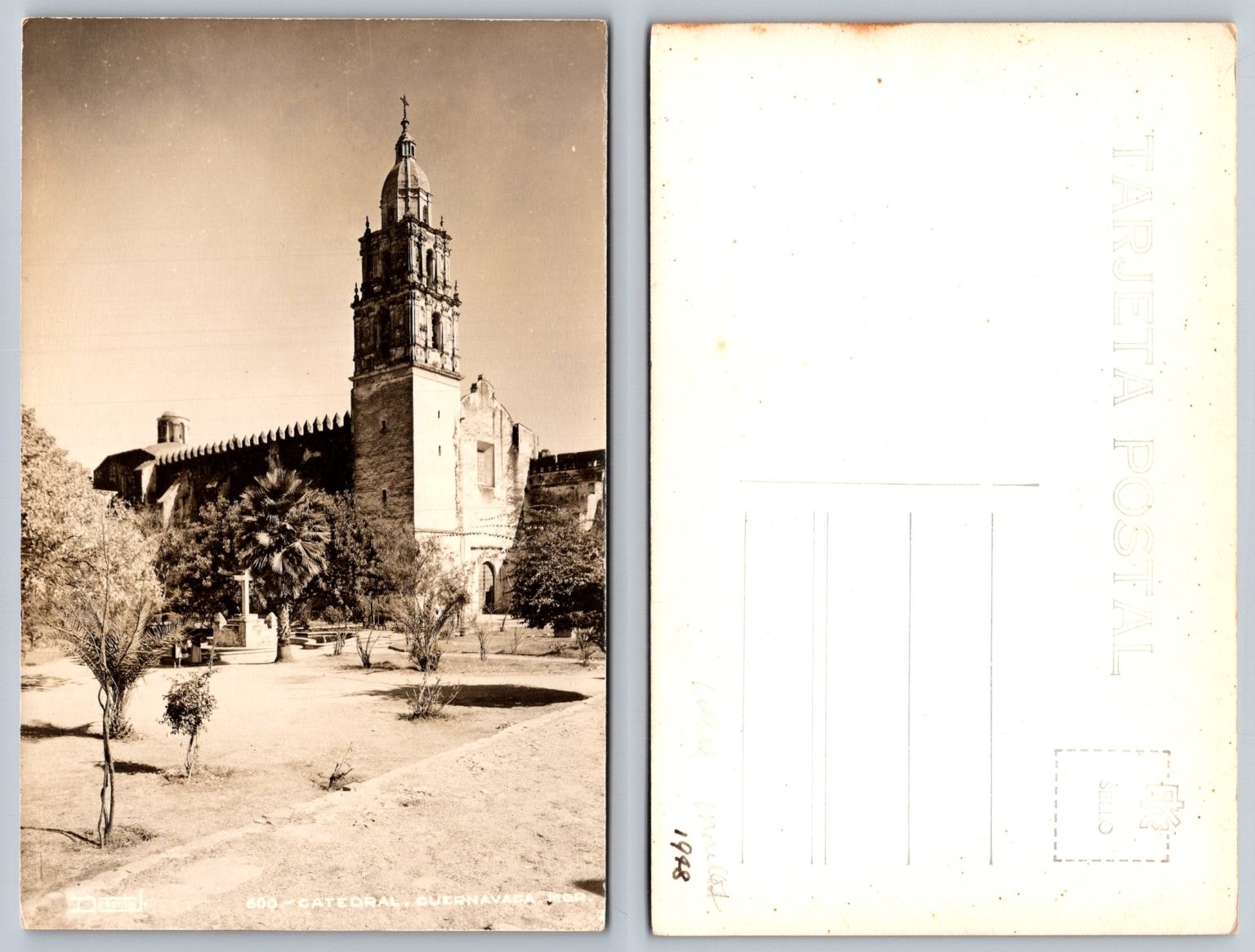 1948 RPPC Cuernavaca Cathedral Morelos Mexico Real Photo Postcard Vintage