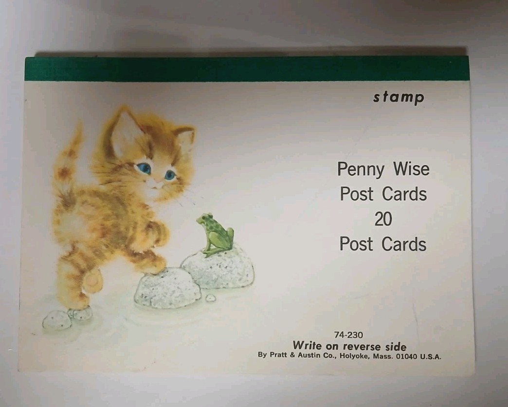 VINTAGE 20 Penny Wise Post Cards Kitten With a frog Pratt & Austin