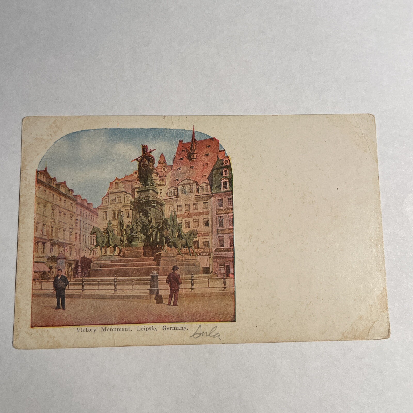 Vintage Antique 1909 Postcard Victory Monument Leipsle Germany