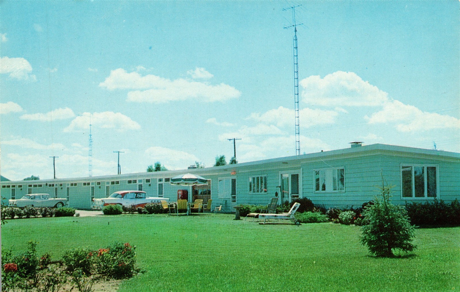Vassar MI Wesley Motel Hotel with Old Classic 1950s 1960s Cars Vtg Postcard View