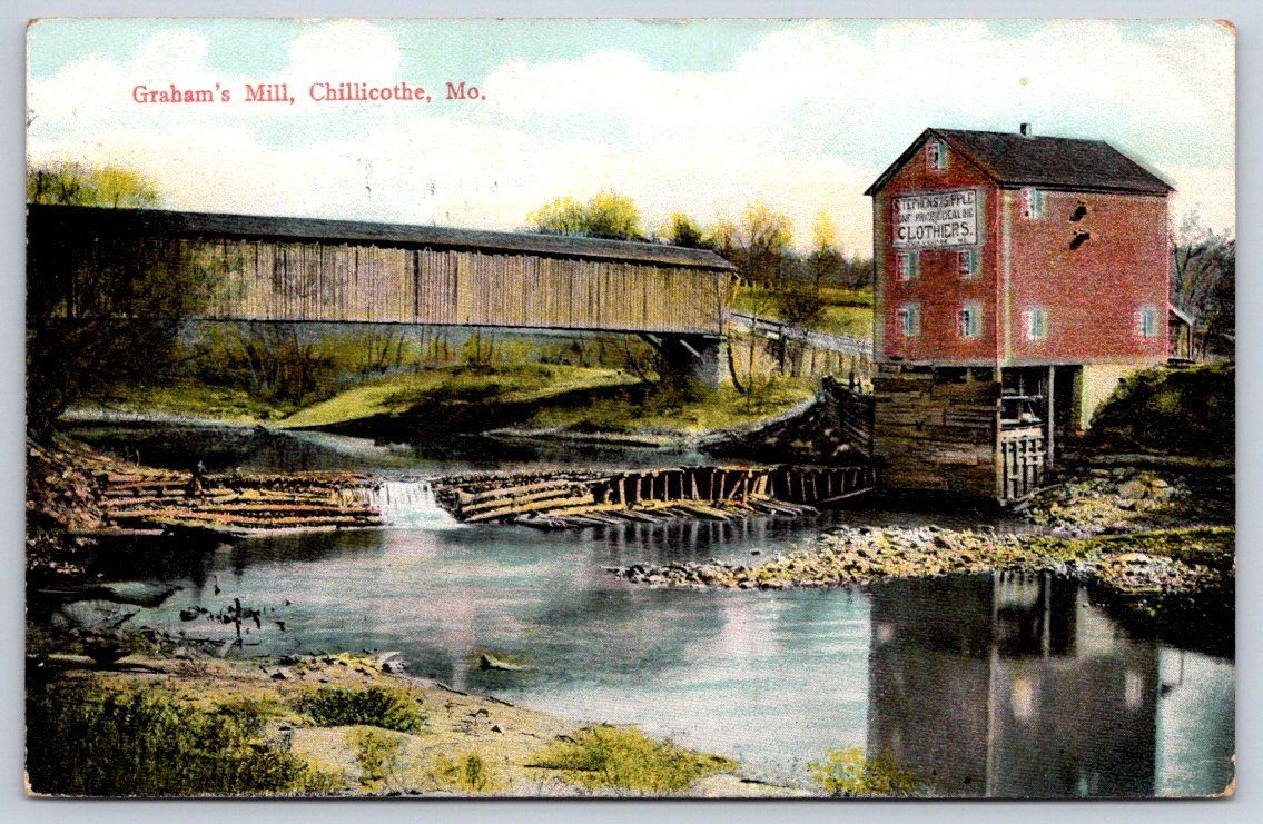 Antique Missouri Postcard CHILLICOTHE Grahams Mill Bridge 1908