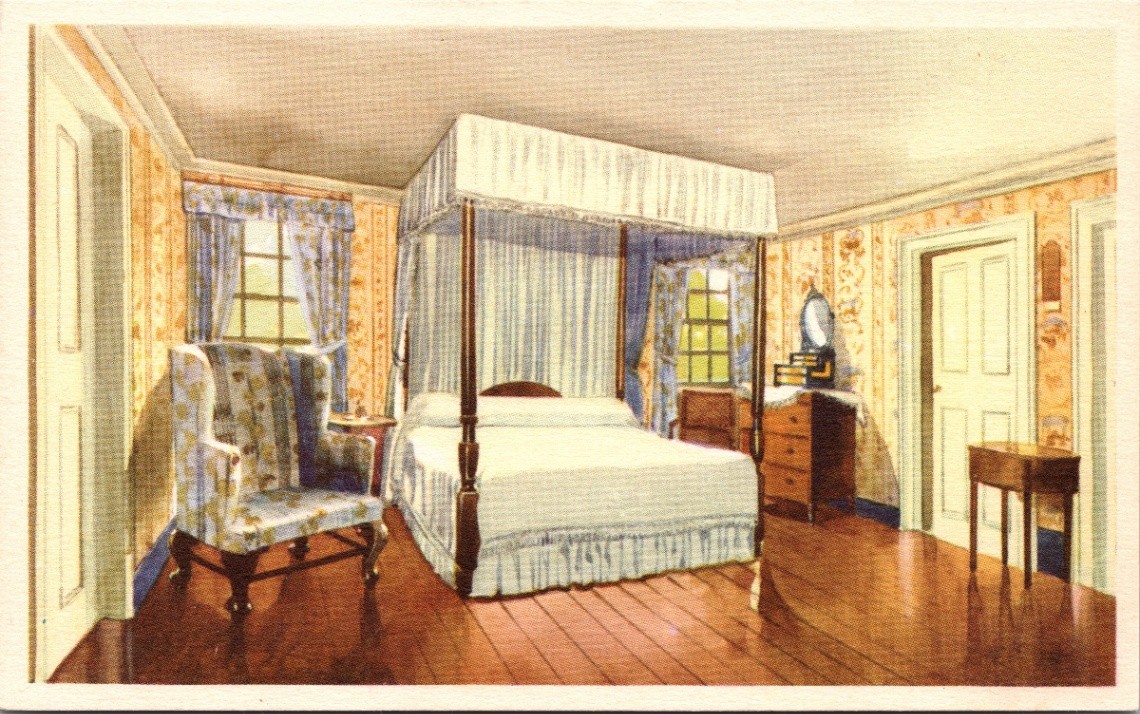 Postcard General Washington’s Bed Chamber Mount Vernon 1934