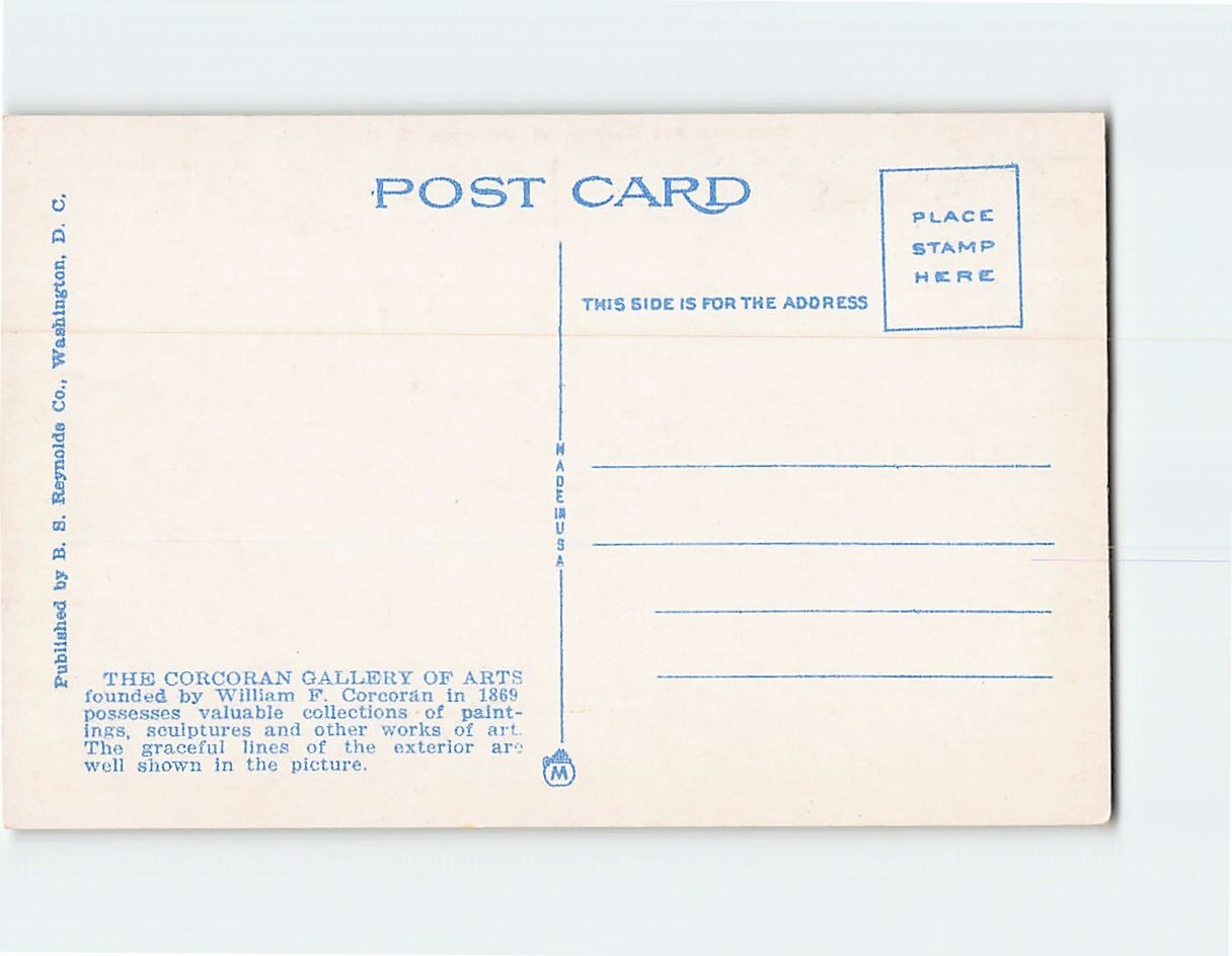 Postcard Corcoran Art Gallery, Washington, District of Columbia