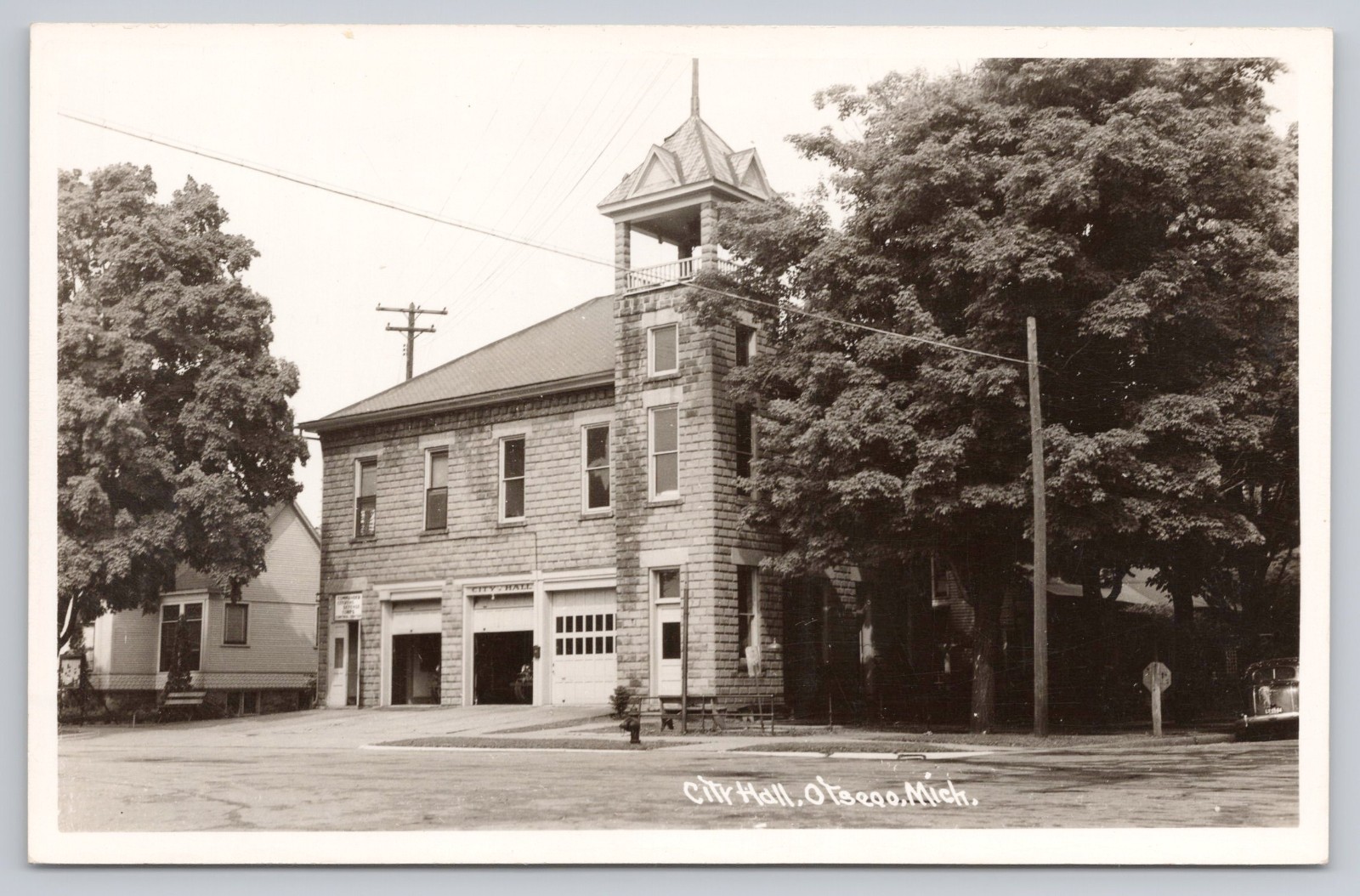 City Hall Otsego MI RPPC Postcard 1950s-60s UNP Excellent Condition