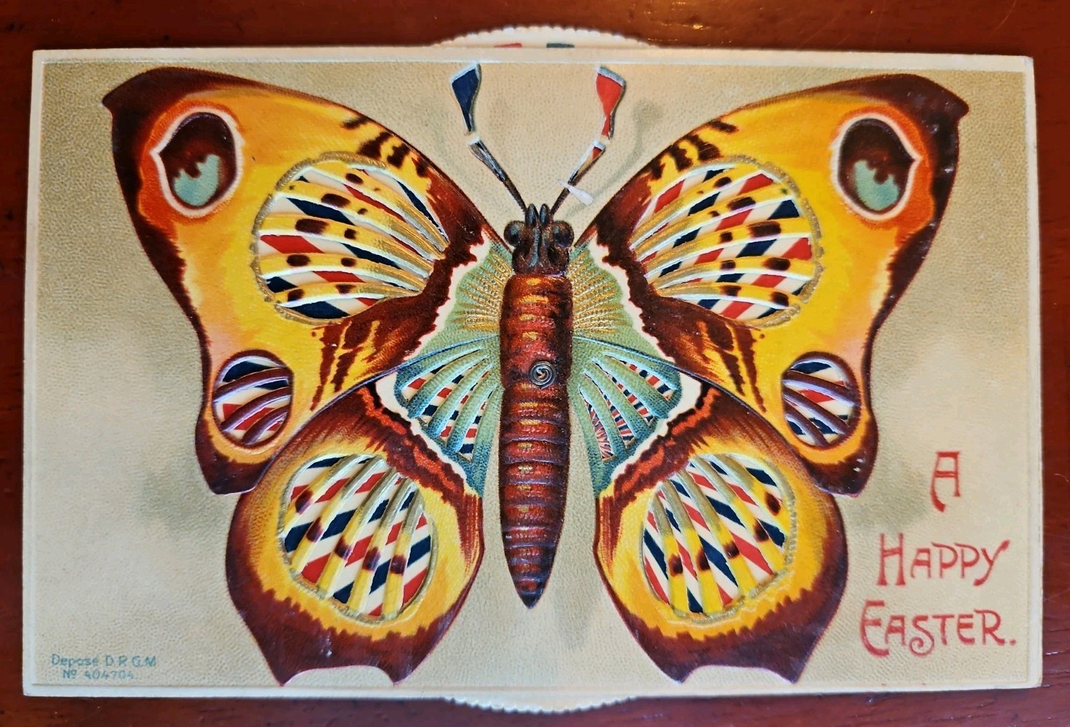 Easter Antique Postcard Mechanical Kaleidoscope Butterfly International Art 1911