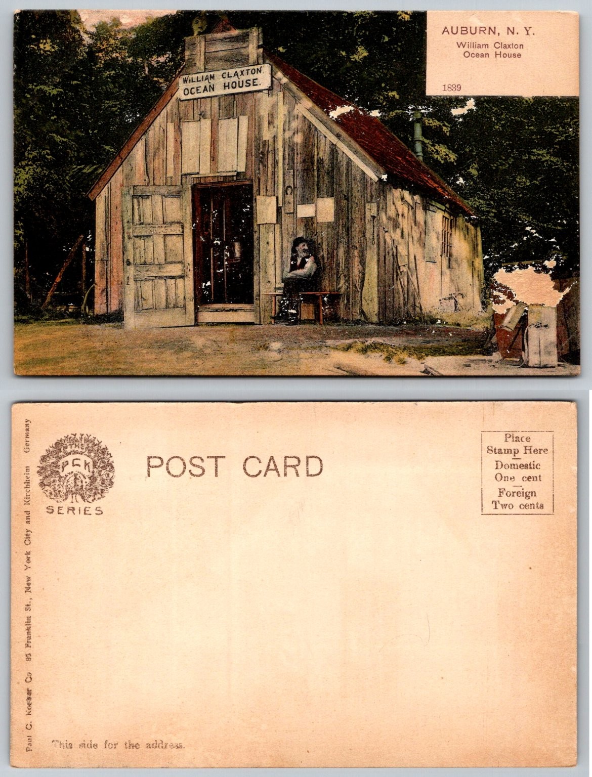 Auburn NY William Claxton Ocean House 1889 Postcard Paul C. Koeber Co.