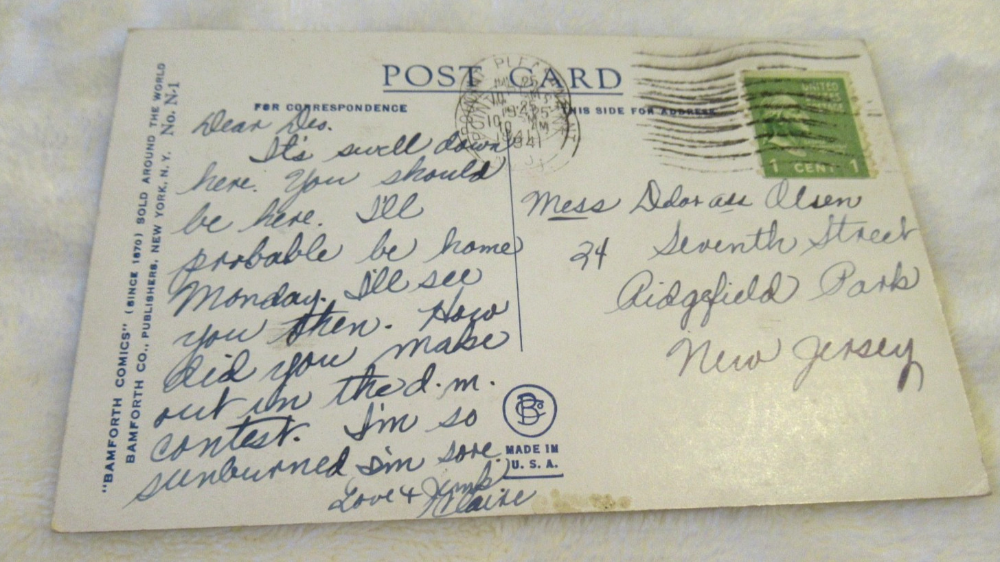 1940’S – SATIRE NAVY THEMED POSTCARD