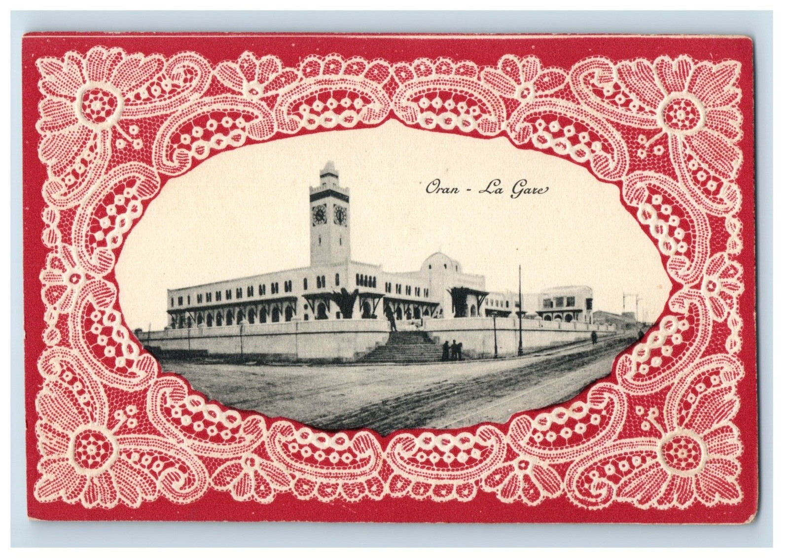 C.1910 Oran Algeria La Gare Embossed Vintage Postcard P96