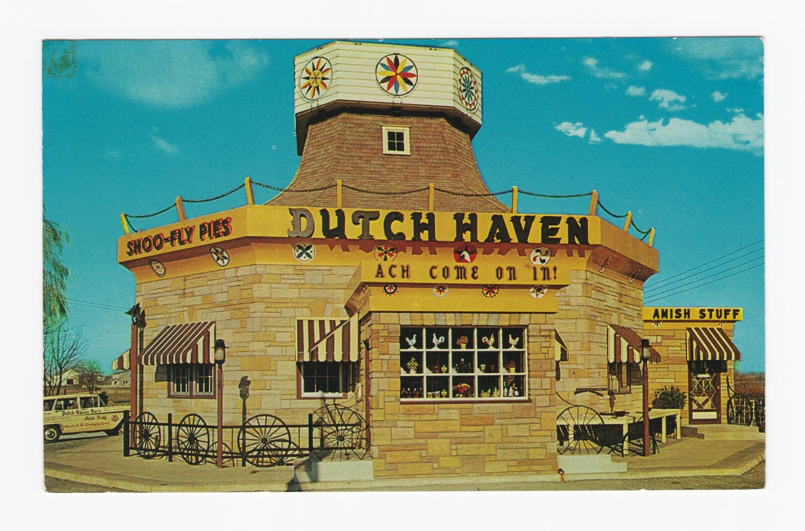 Dutch Haven Amish Stuff Storefront Shoo-Fly Pies Chrome Postcard