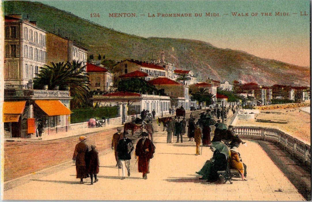 Vintage Menton La Promenade du Midi French Riviera Postcard