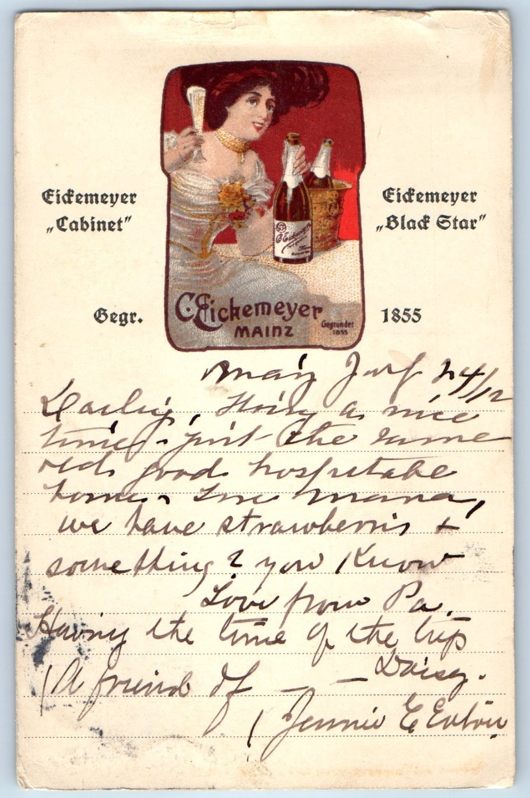 Mainz Rhineland-Palatinate Germany Eickemeyer “Cabinet” Black Star Beverage 1912