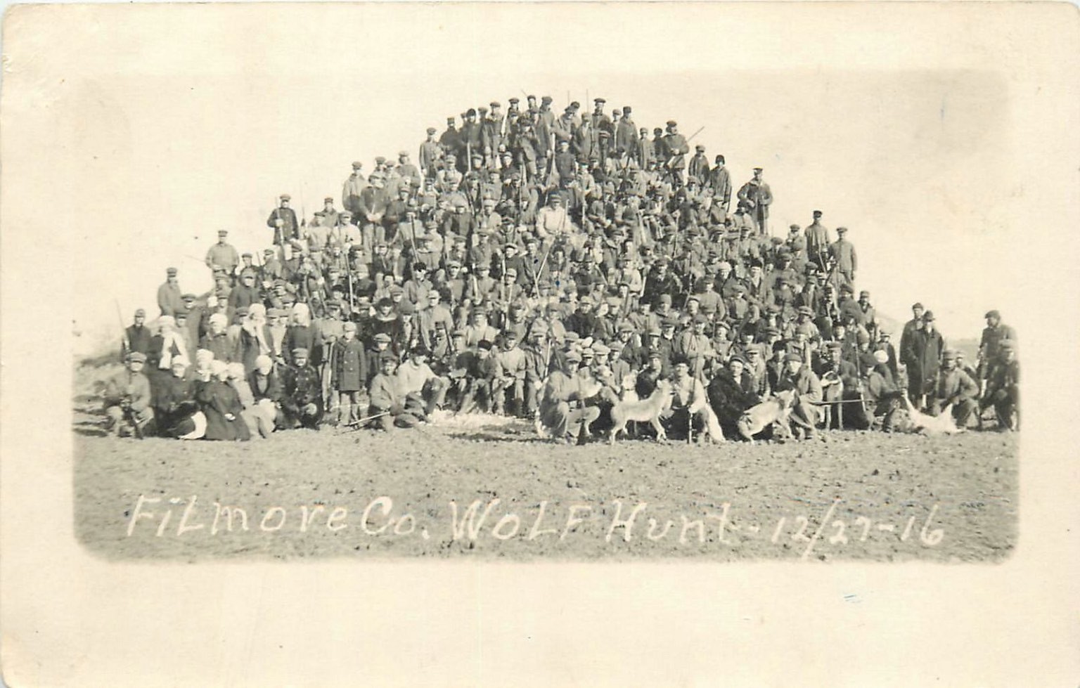 1916 RPPC Filmore County NE Wolf Hunt Postcard Hunters & Wolves