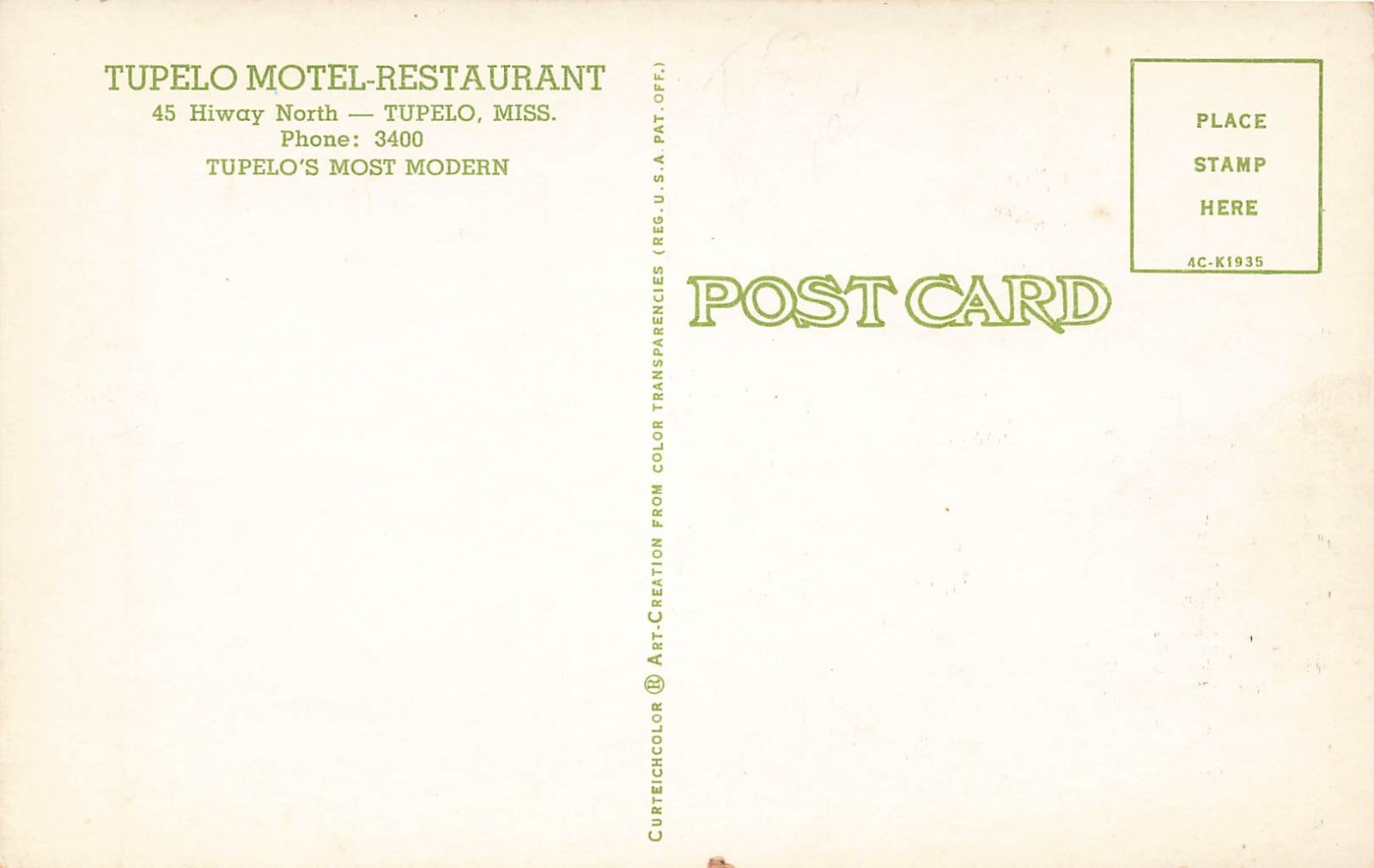 *Chrome Postcard ~ Tupelo Mississippi, Tupelo Motel-Restaurant & Gas Station