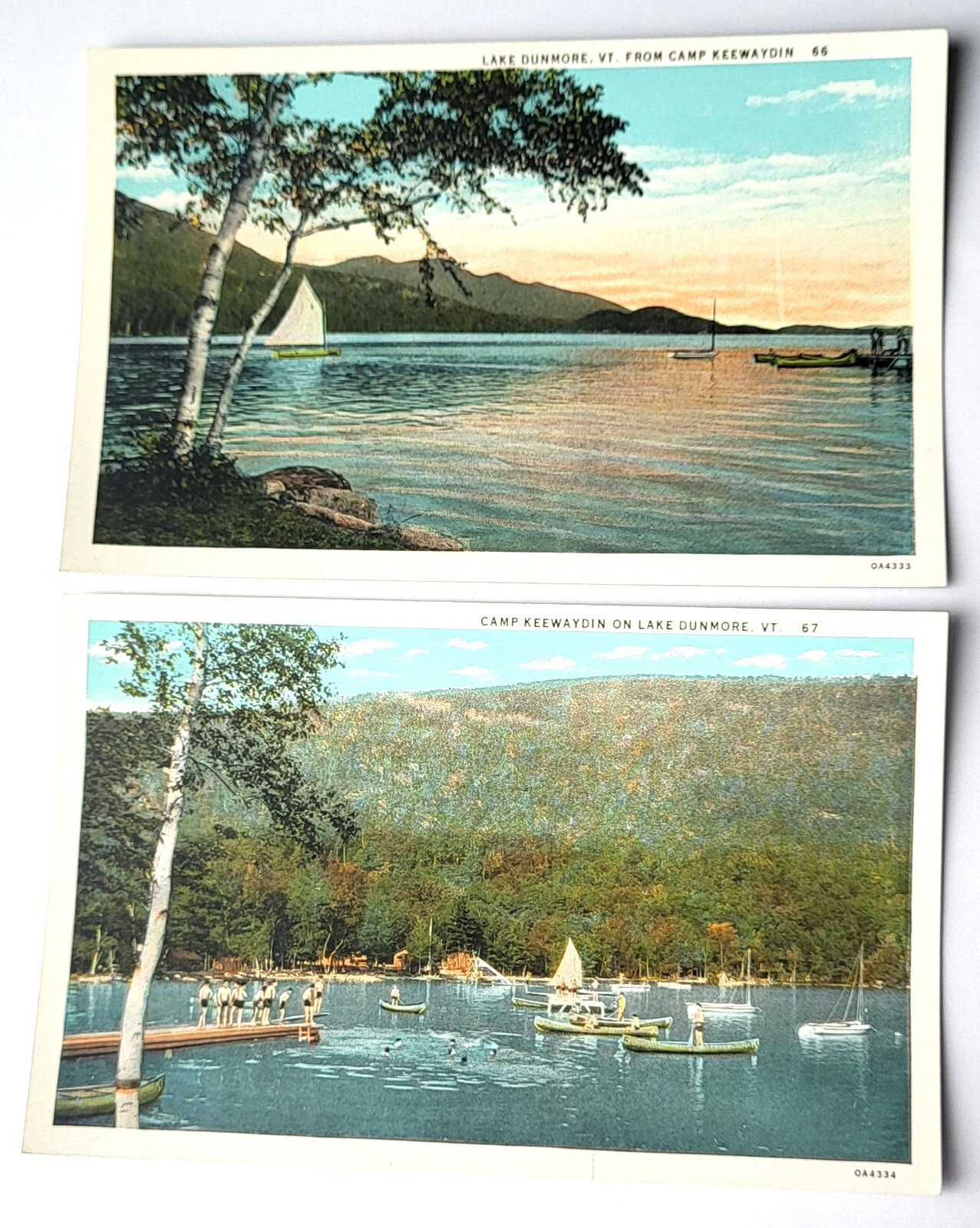 PR 1930 PC VIEWS CAMP KEEWAYDIN LAKE DUNMORE SALISBURY VT TEICH ARCHIVES MINT