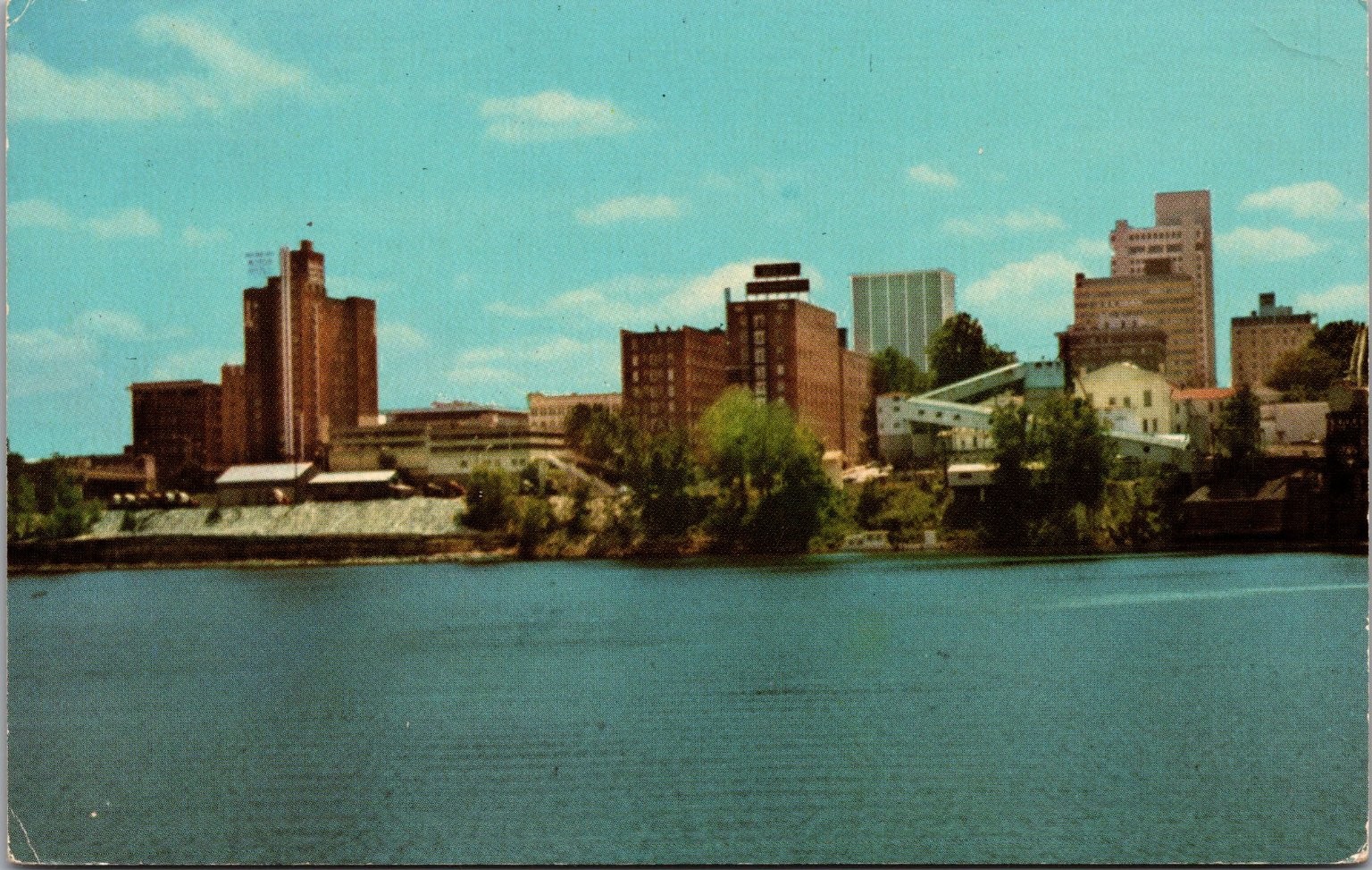 Little Rock Arkansas River Skyline Curteichcolor Postcard Vintage AR Capitol
