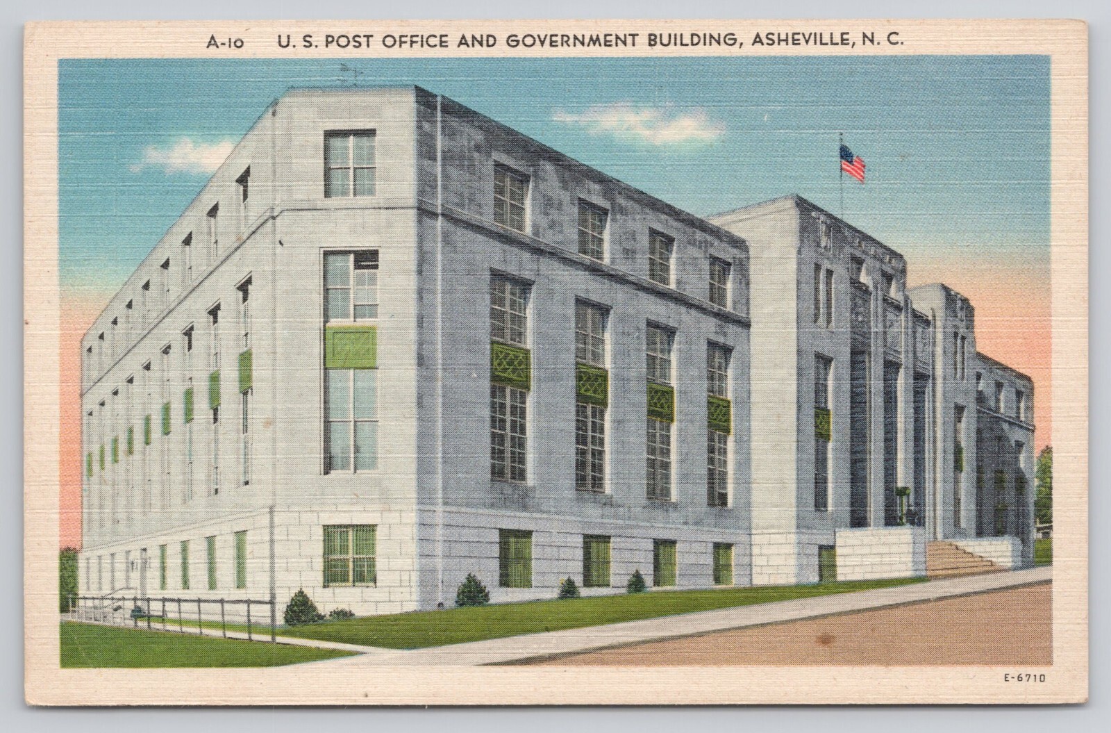 Asheville North Carolina NC US Post Office and Government Building Postcard