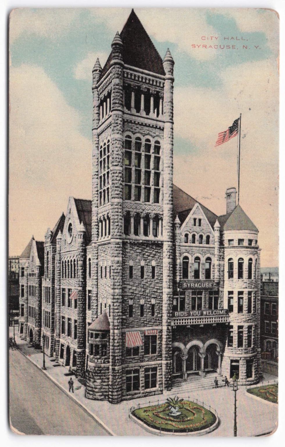 VTG 1918 Syracuse NY City Hall Postcard – Manlius Postmark, Rudolph Bros.