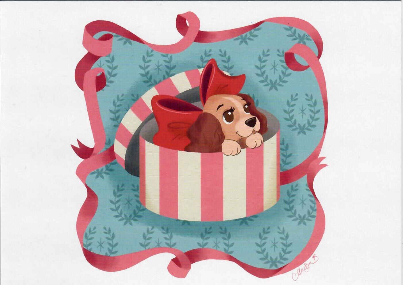 Disney WonderGround Gallery The Darling Puppy Lady & The Tramp Postcard Ann Shen