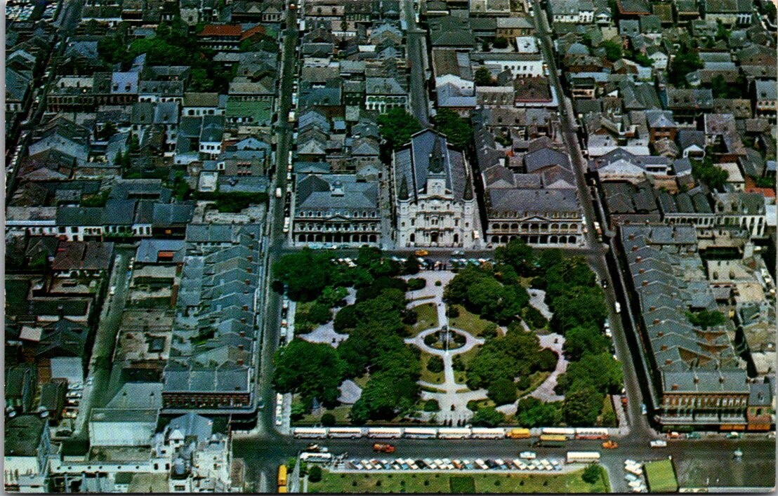 Postcard Aerial of Jackson Square Divided Back Chrome