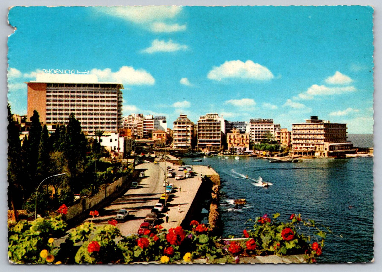 Beirut Lebanon The Big Hotels of Lebanese Riviera Vintage Postcard