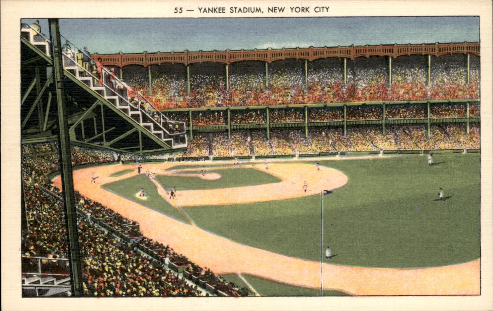 New York City NY Yankee Stadium c1940s-50s Vintage Postcard