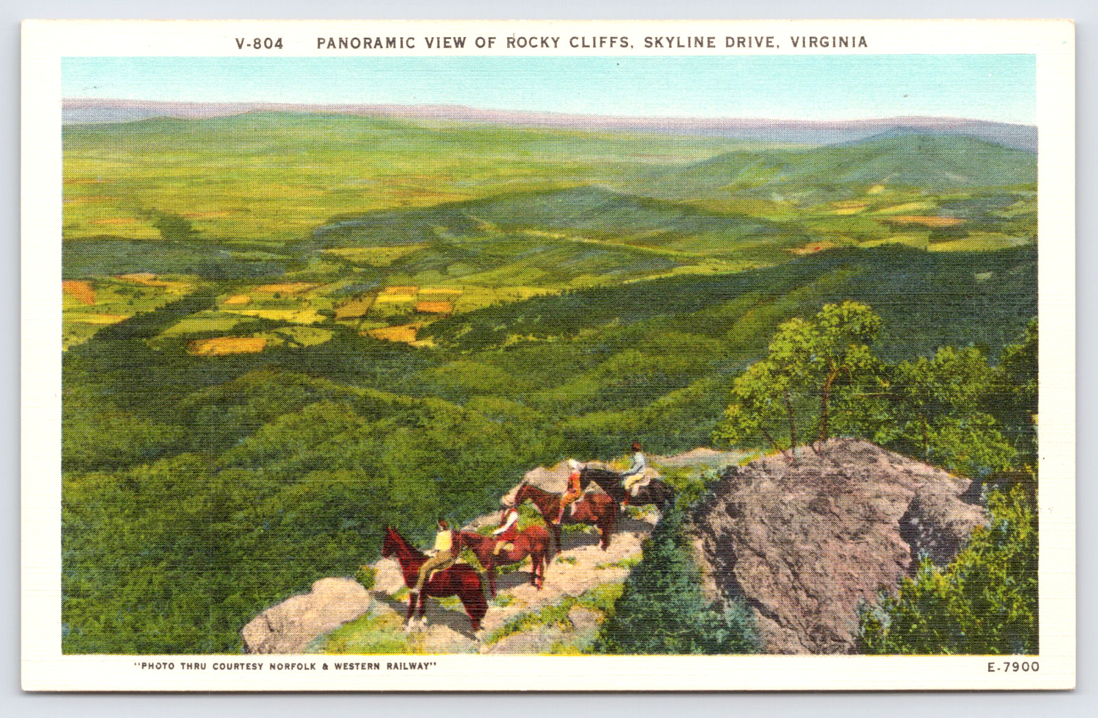Aerial View Cowboys Rocky Franklin Cliffs on Skyline Drive Stanley VA Postcard