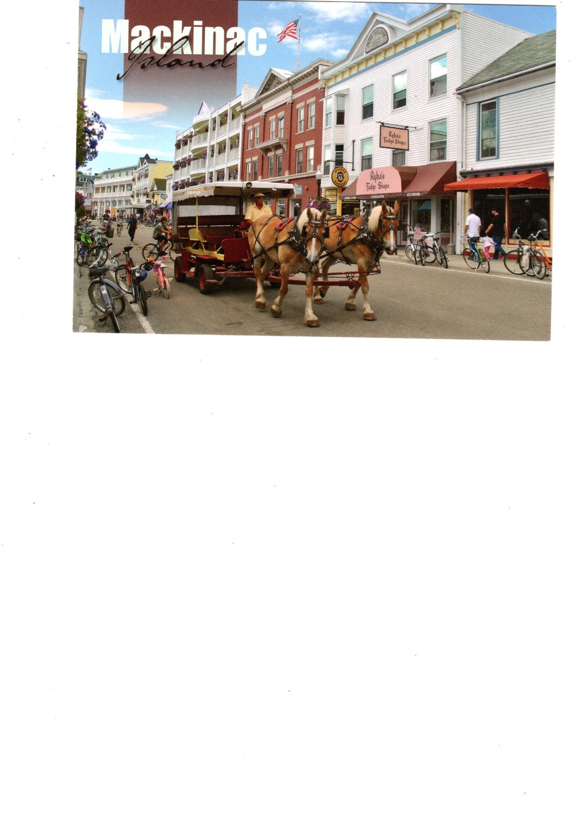 Main Street & Horse Drawn Carriage, Mackinac Island, MI Postcard