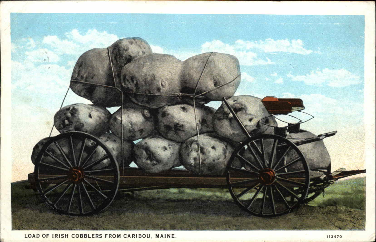 Caribou Maine ME Load of Giant Potatoes c1920s-30s Postcard