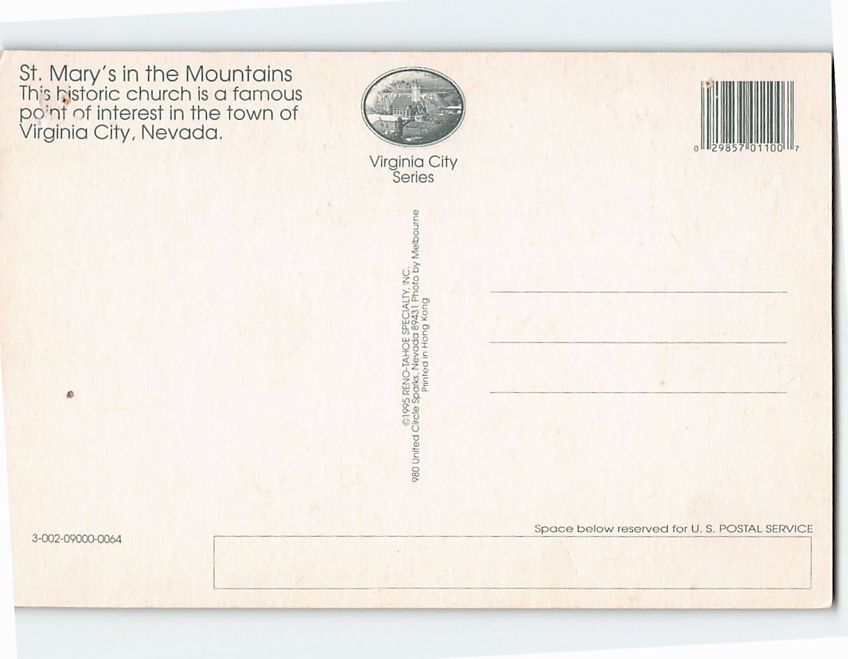 Postcard St. Marys in the Mountain Virginia City Nevada USA