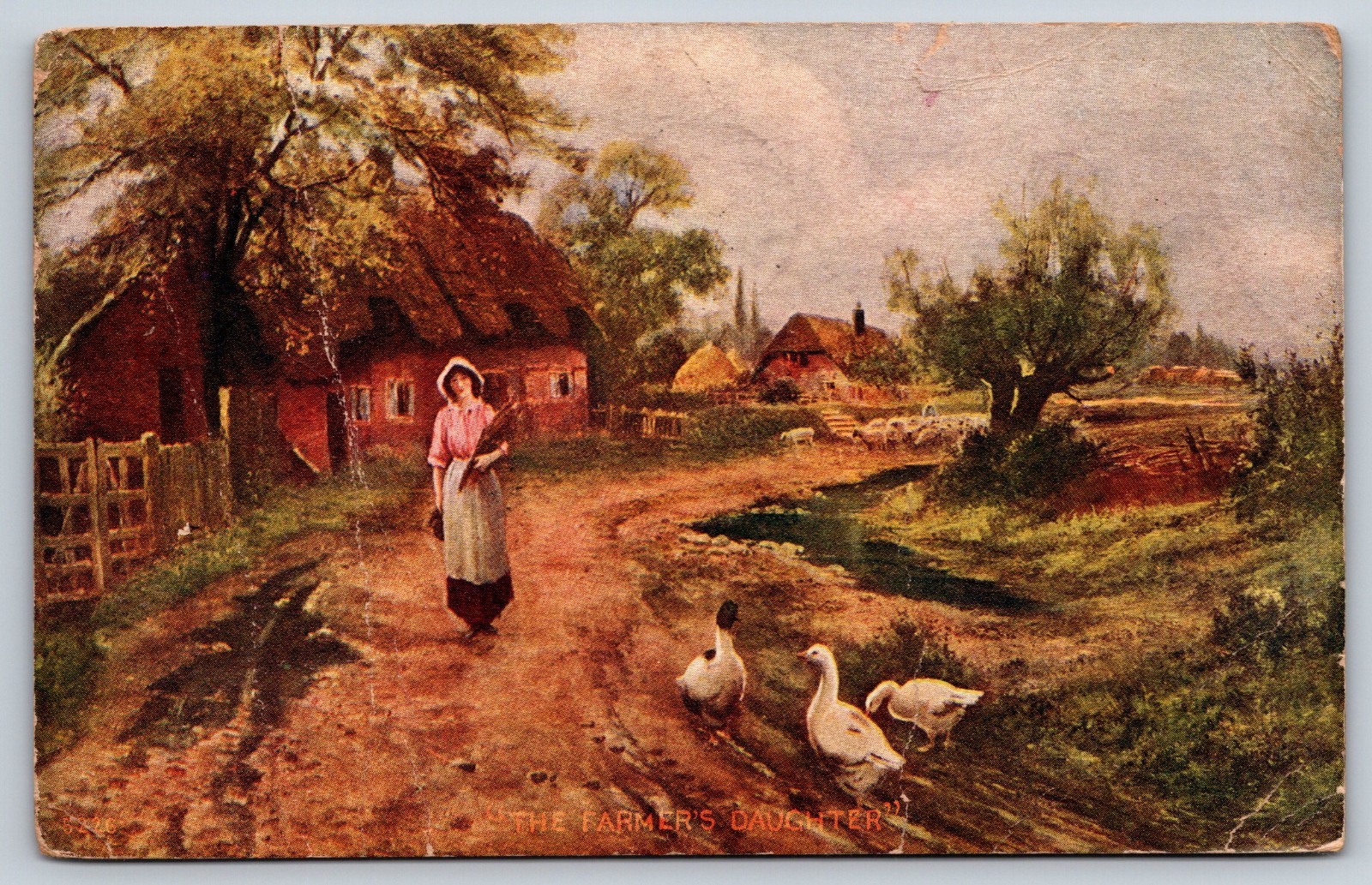 Vintage Postcard, The Farmer’s Daughter, 1910, Posted, Stamped