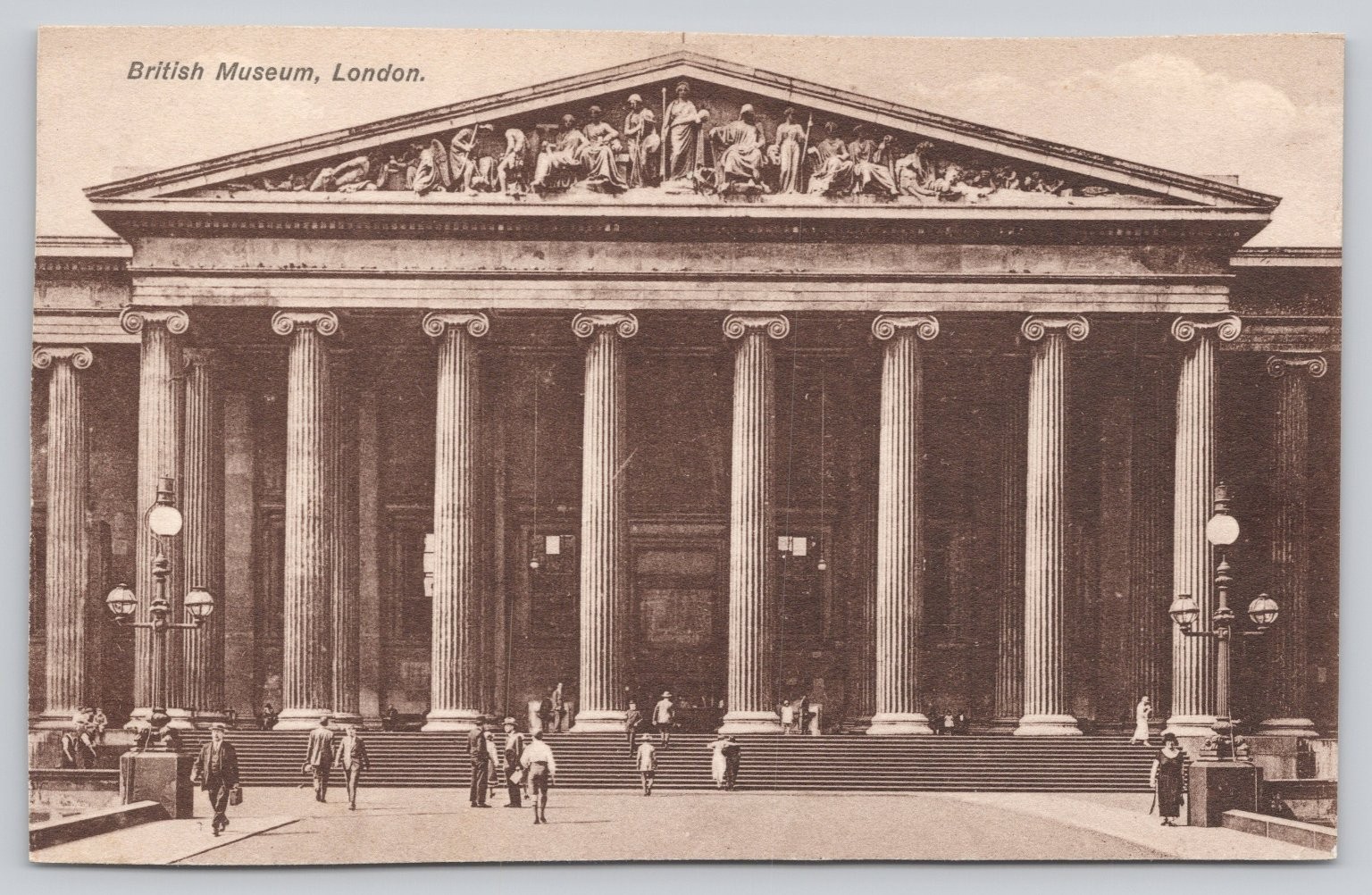 British Museum London UK Vintage Postcard Sepia Photo Early 1900s Architecture