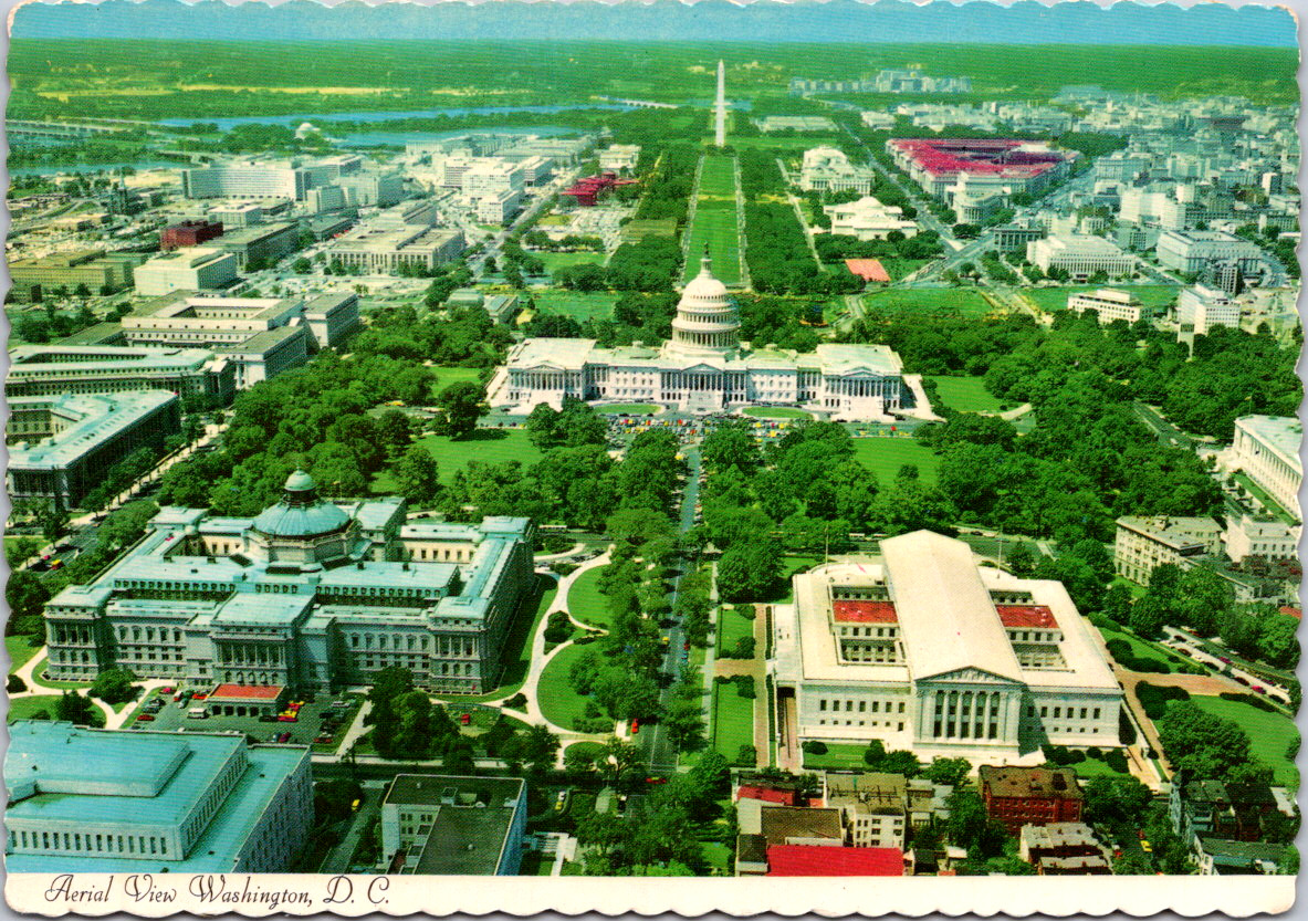 Vintage Postcard Washington DC Capitol Supreme Court Aerial View
