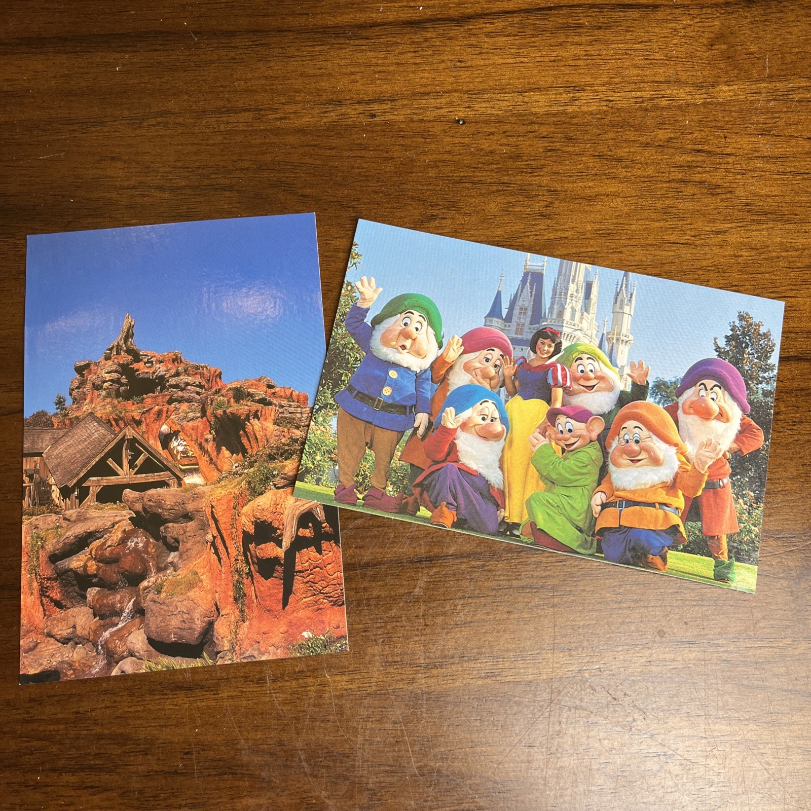 2 Postcards: Continental Walt Disney World Fairy Tale Friends & Splash Mountain