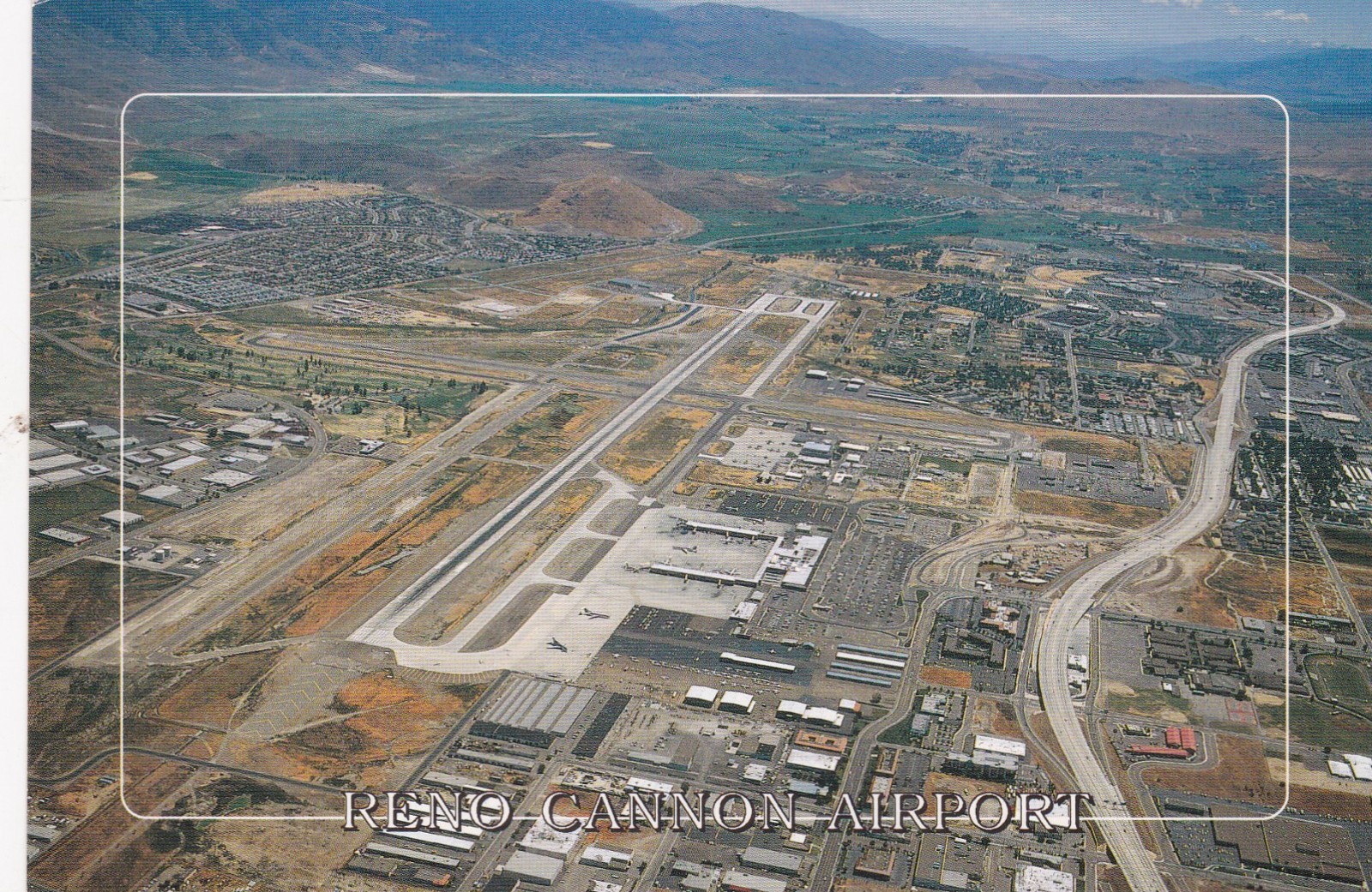 Aerial View Reno Cannon Airport Reno Nevada Postcard 1989