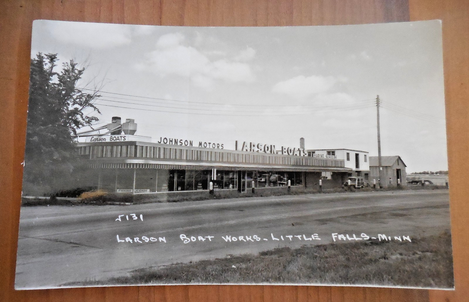 Little Falls Minnesota Larson Boat Works Business 1953 Real Photo Postcard RPPC