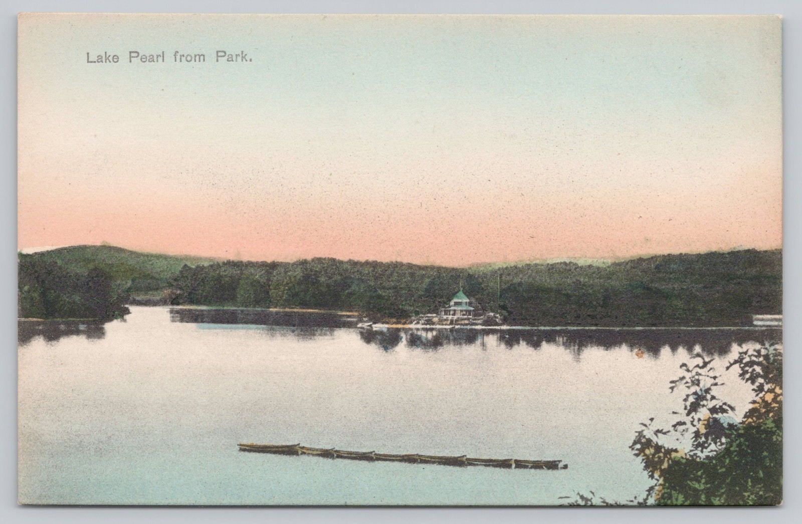 Postcard Lake Pearl from Park Franklin Massachusetts ~ unposted c. 1907-1915