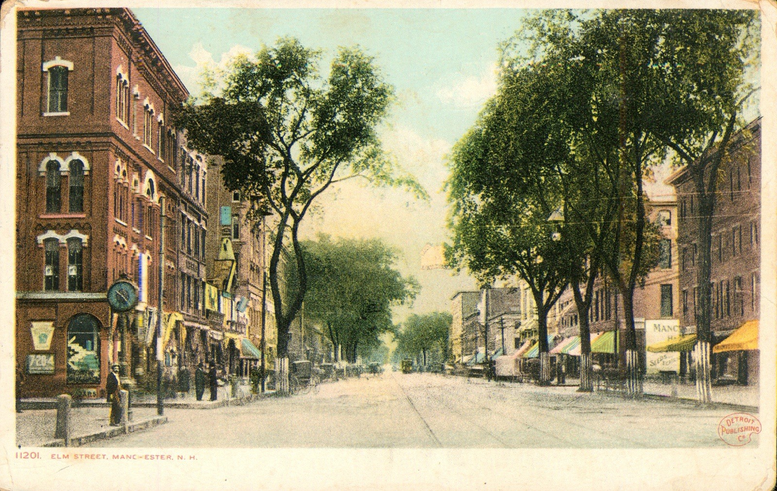 Manchester, New Hampshire Postcard RPPC 1920 Elm Street Real Photo Street SceneN